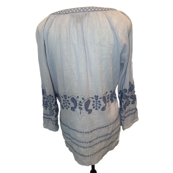 TOMMY BAHAMA Lightweight Cotton Embroidered Boho Tunic Top 3/4” Sleeves Sz S - Picture 5 of 8